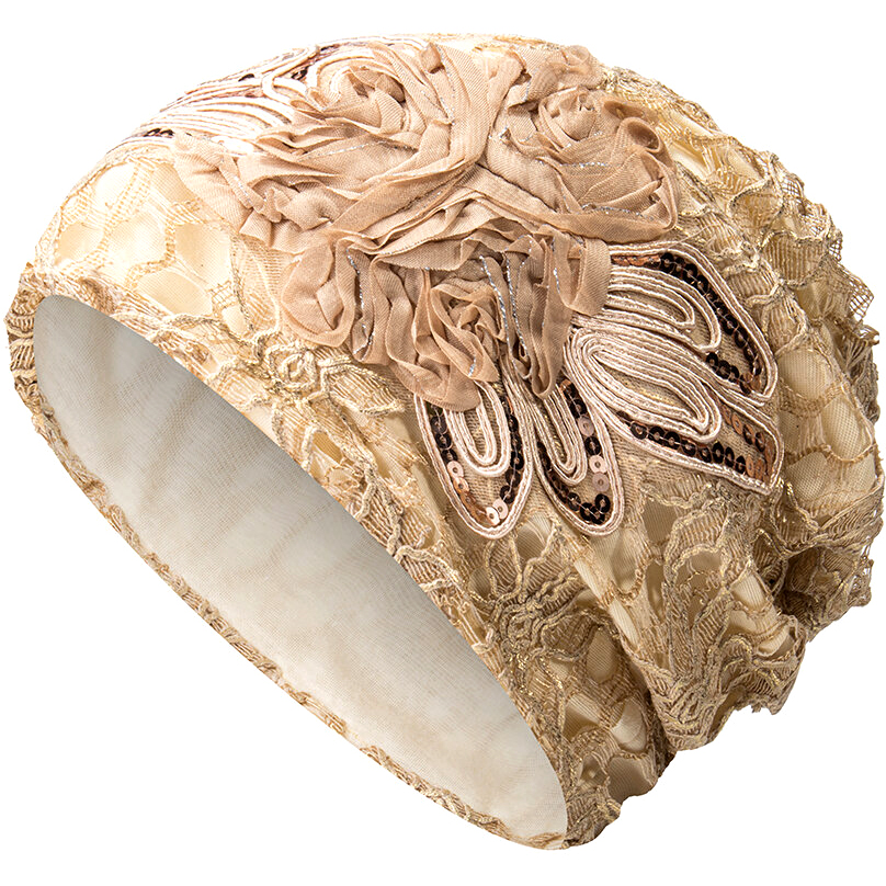 Knitting Cutout Caps Flowers Beanie Embossed