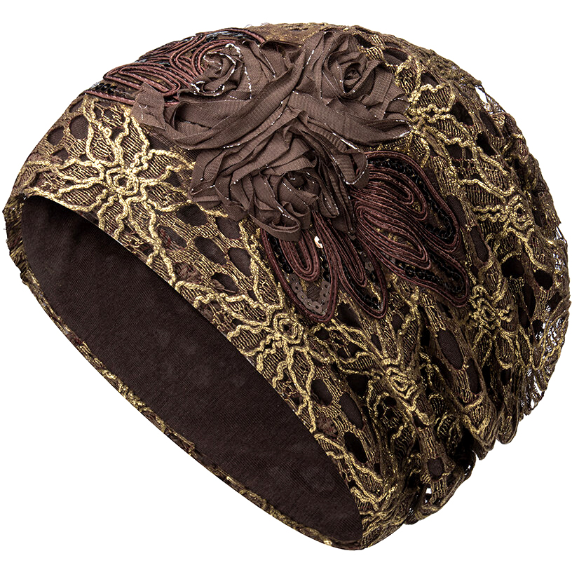 Knitting Cutout Caps Flowers Beanie Embossed