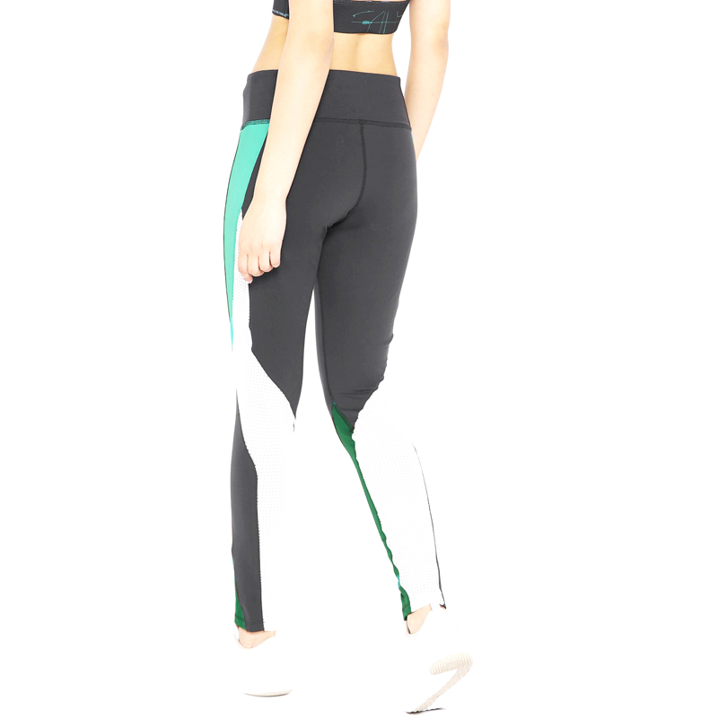 Charcoal Grey & Green Colorblock Leggings